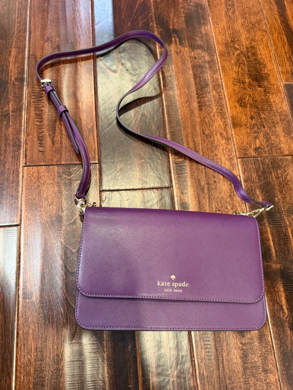 kate spade Purple Leather Crossbody with Gold Logo
